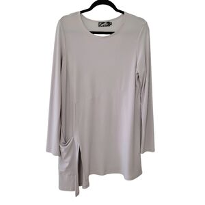 Sympli Light Pale Gray Tunic Top Size 12 Asymmetric Hem